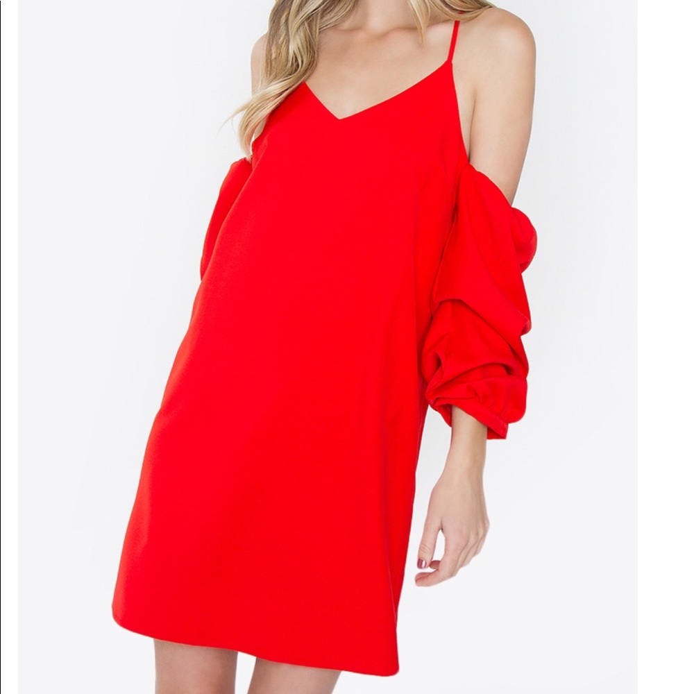 Red-orange Cold Shoulder Dress